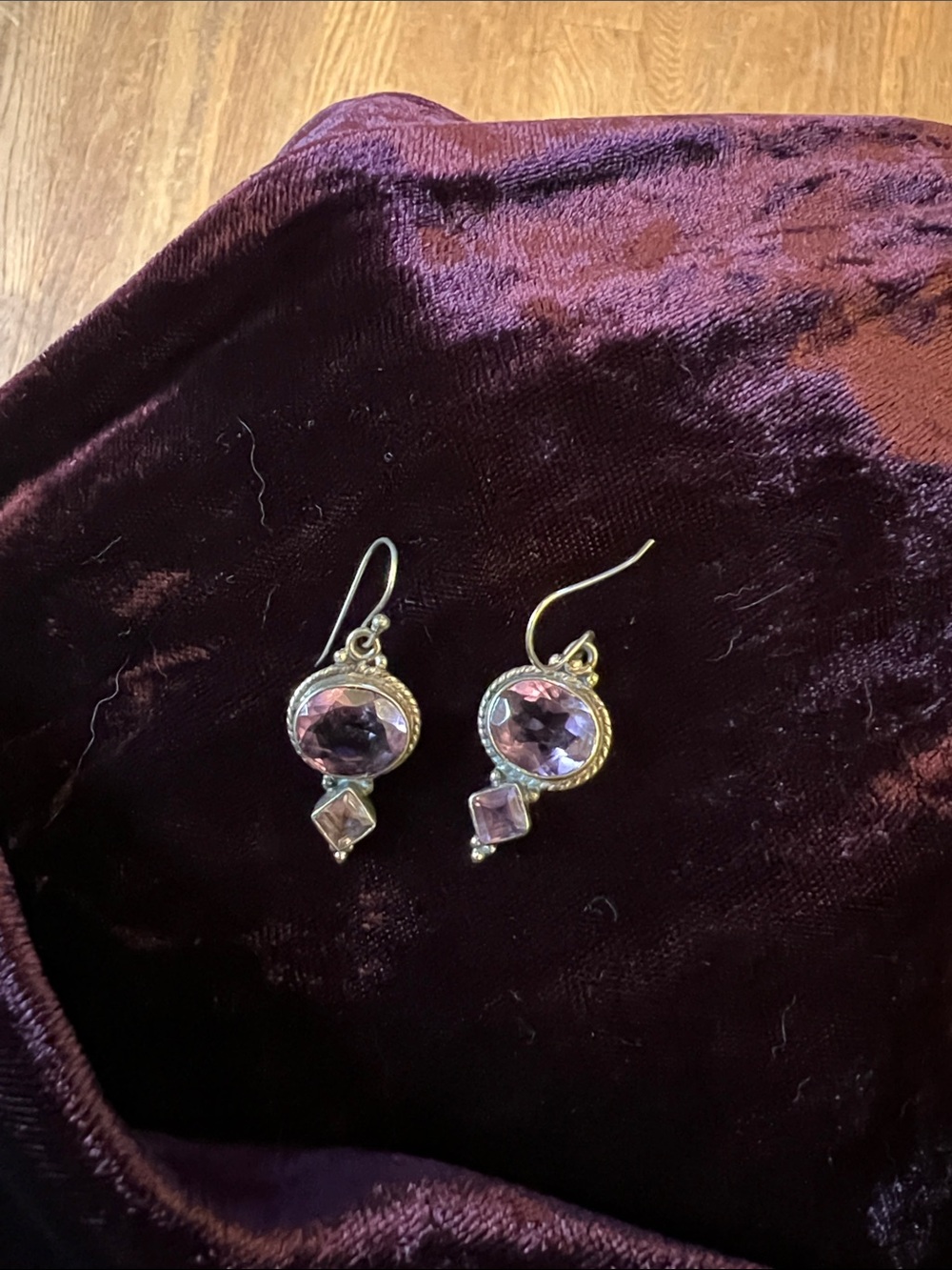 Amethyst and Sterling pierced earrings